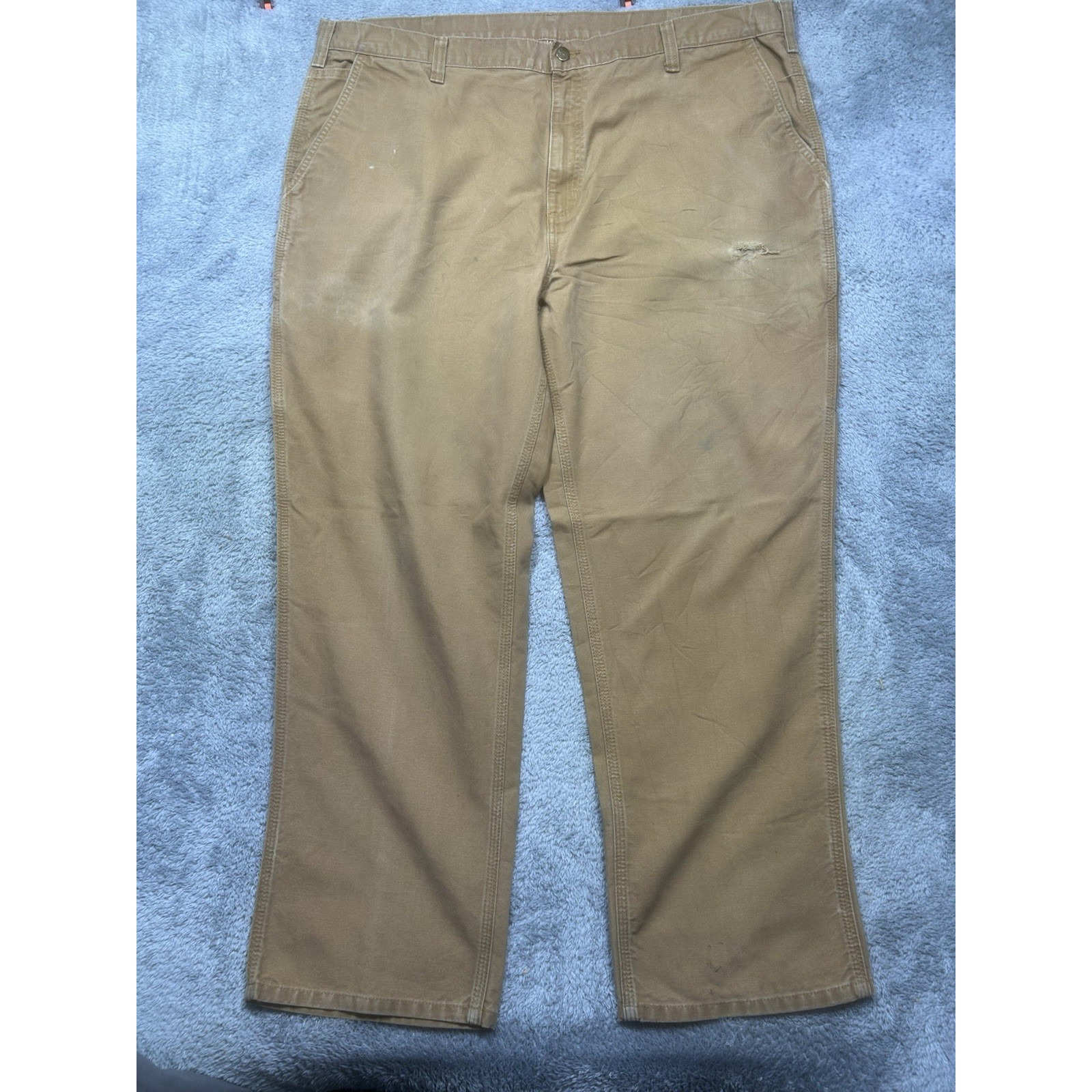 Carhartt Pants Mens 46x32 (Actual 44x31) Brown Distressed Duck Dungaree Fit 383